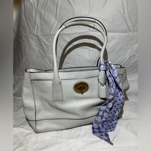 Vintage Coach Madeline White Leather Bag Purple Scarf